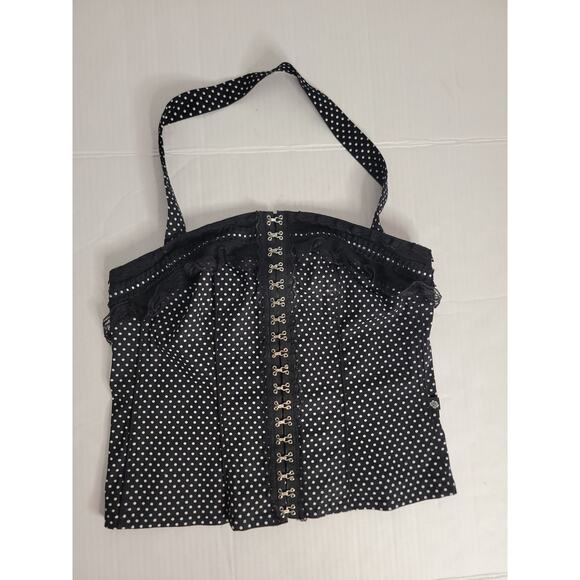 Tripp NYC Black Polka Dots Lace-Up Corset Top Size 1 1X Dark Romantic Whimsigoth - Picture 4 of 14